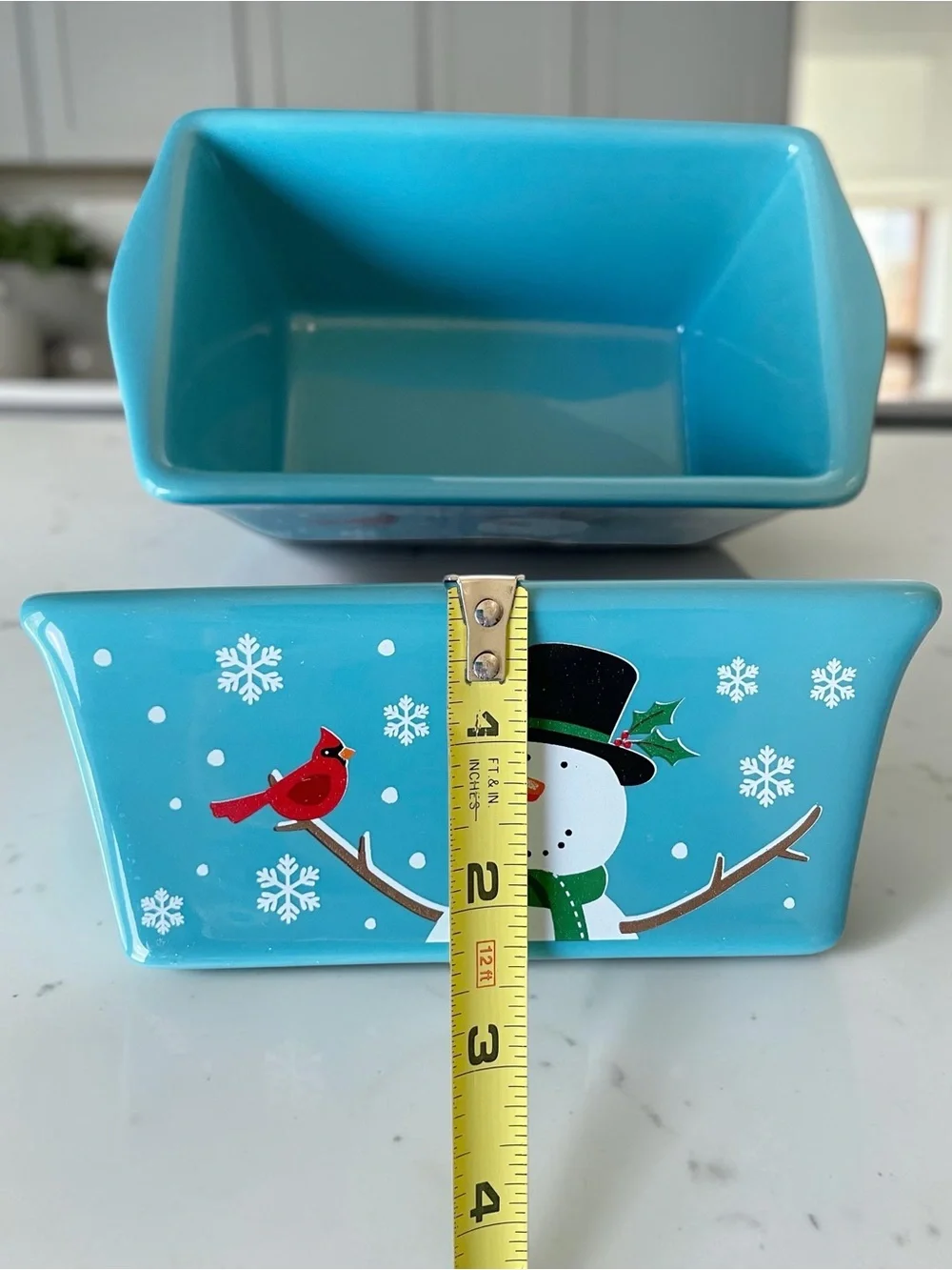 Nantucket Stoneware Mini Baking Loaf Pans Snowman Cardinal